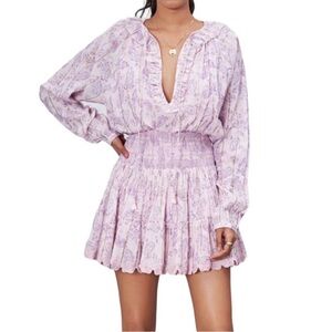 House of Harlow 1960 Lavender Floral Long Sleeve Dress
